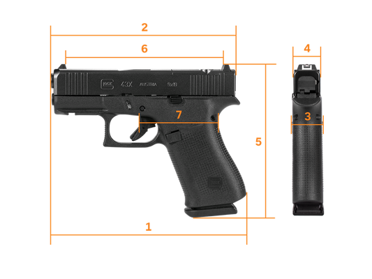 Glock G43X 9MM BLK 3.39" MOS RAIL FRONT RAIL