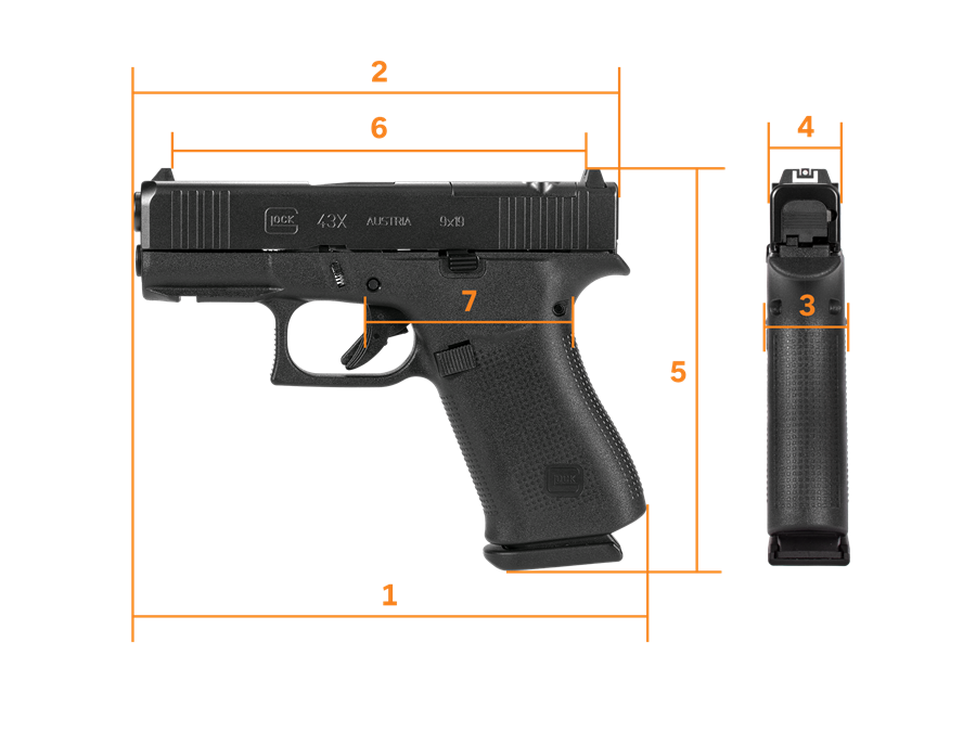 Glock G43X 9MM BLK 3.39" MOS RAIL FRONT RAIL